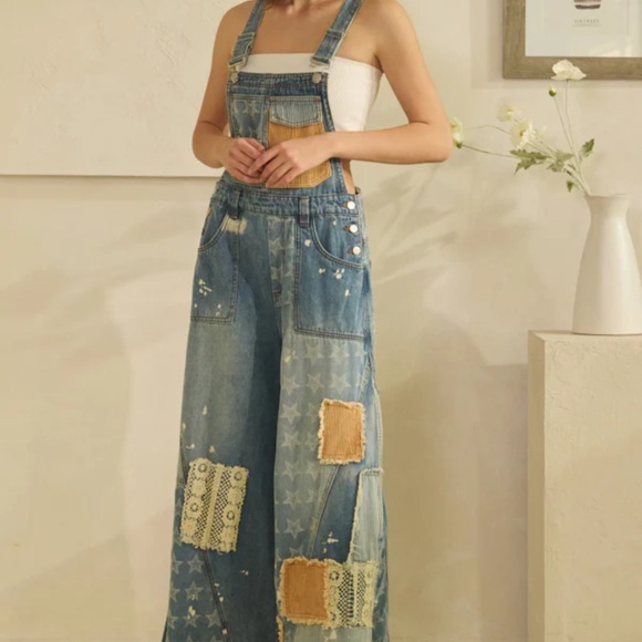 💕 Oli & Hali Patchwork Denim Overalls - Picture 7 of 9